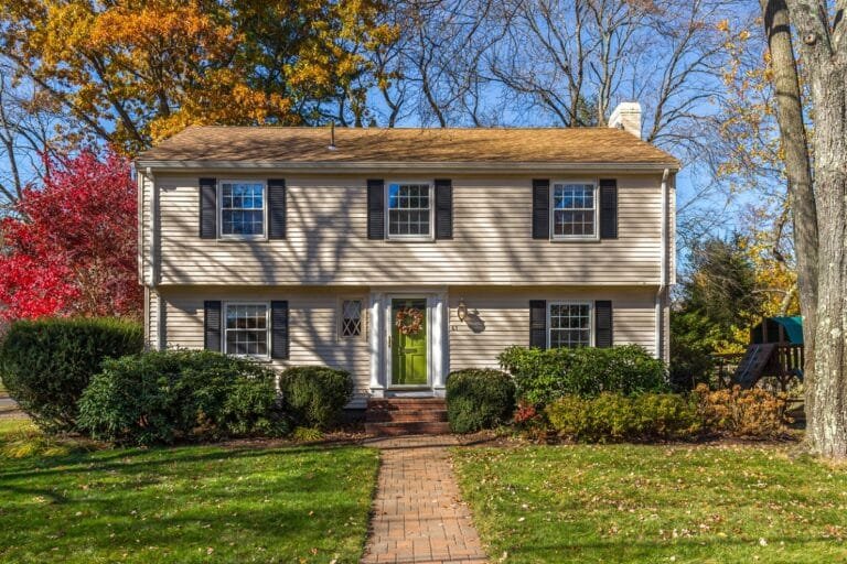 House with yellow exterior